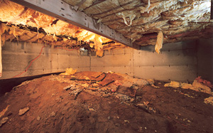 Crawl Space Moisture Barrier before in Rochester
