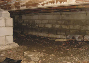 Rotting, decaying crawl space wood damaged over time in Farmington