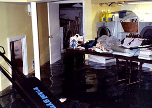 A laundry room flood in Hilton, with several feet of water flooded in.