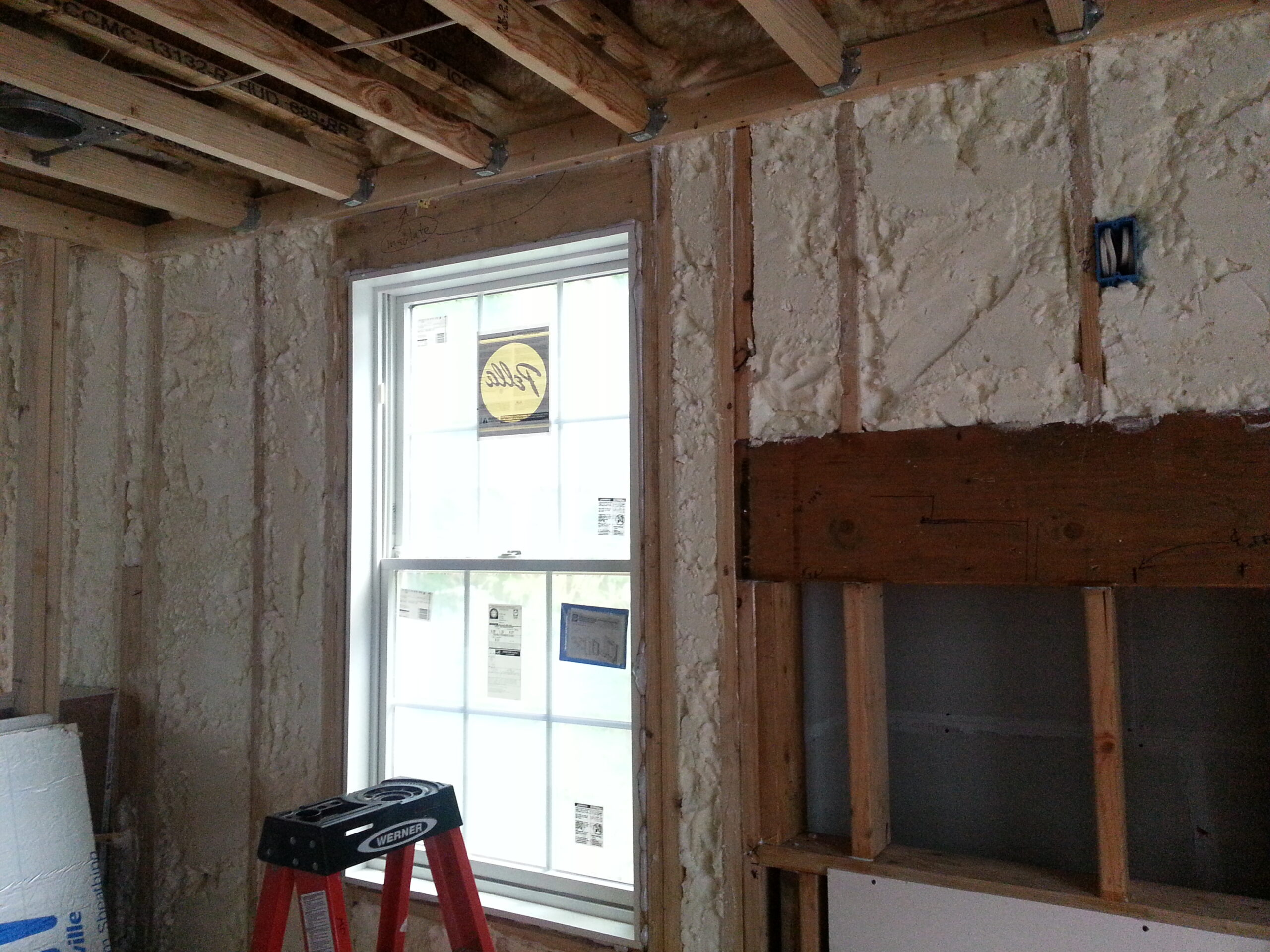 We finished with 5' of insulation to these walls.