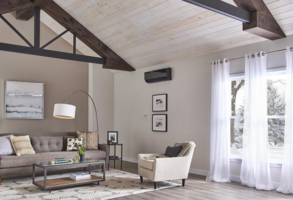 cozy bedroom with heat pump