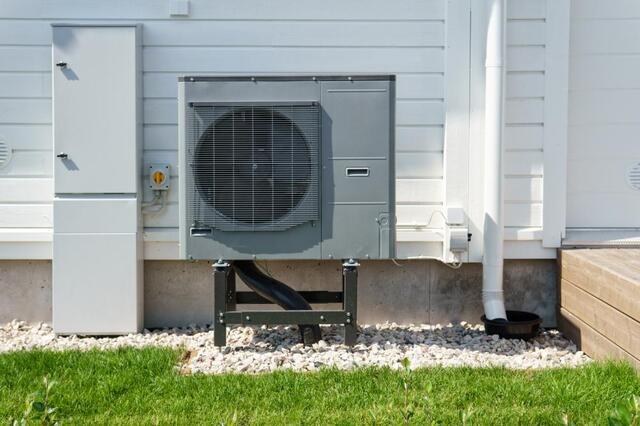 air source heat pump outside home