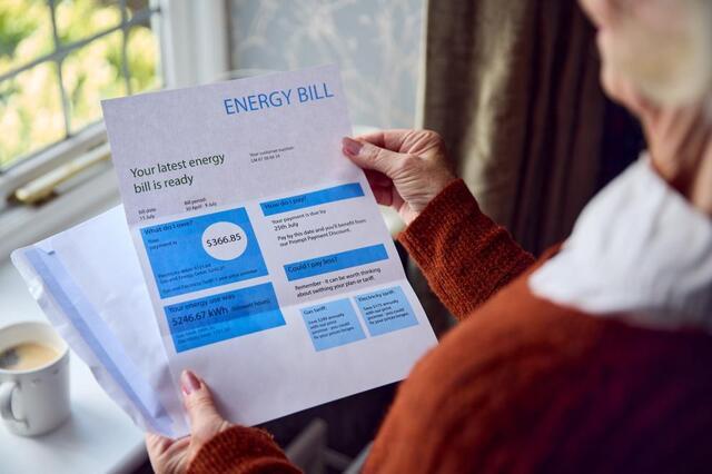 woman looking at her energy bill