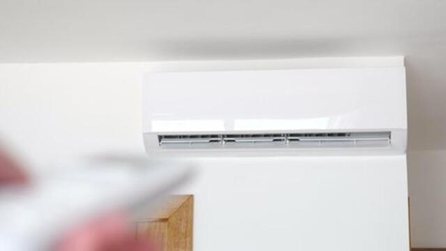 indoor heat pump on a wall